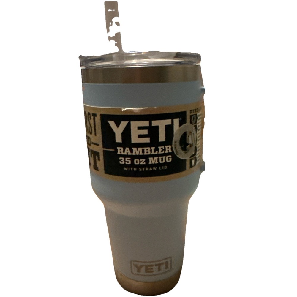 YETI Rambler 35 oz Mug w/Straw Lid-Handle Duracoat Big Sky Blue BPA free